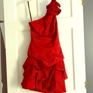 Red cocktail length dress